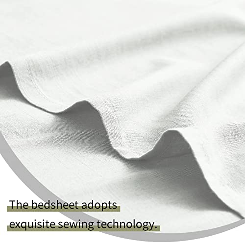Naturefield Linen Bed Sheets, King Size 80% Rayon From Bamboo 20% Linen Cool Breathable Sheet Set With 16" Deep Pocket, 4 Piece Soft Fitted Sheets, Flat Sheet, 2 Pillowcases For Home, White #TOP4
