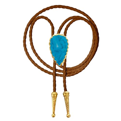 Image of Daisy Del Sol Gemstone Bolo Tie Braided Vegan Faux Leather Natural Stone Gold Handmade Necklace Adjustable Boho Western Jewelry