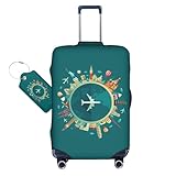 Vridoyt World Travel Luggage Covers and Luggage Tags Tsa Approved, Elastic Washable Fashionable Anti-Scratch Protector, Birthday Gifts for Men Women (XL 29-32 Inch Luggage)