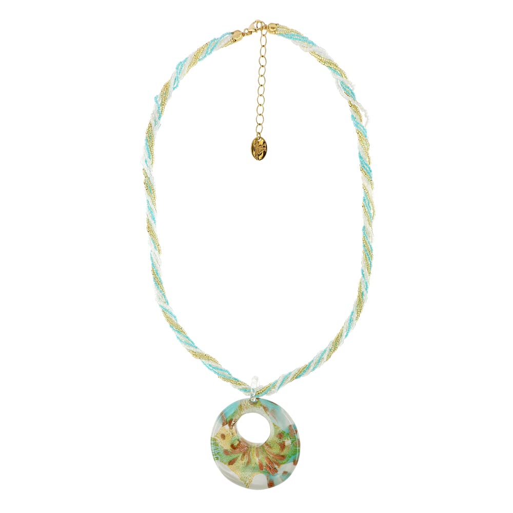 Venetiaurum - Collana Girocollo Multifili per Donna Con Medaglione In Vetro Originale Di Murano E Argento 925 - Gioiello Made In Italy Certificato