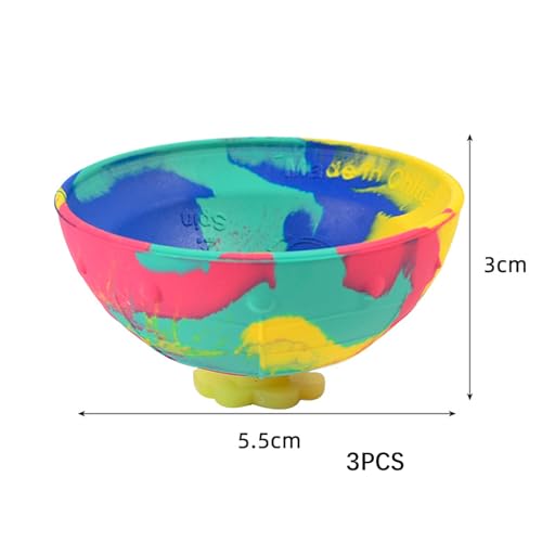 PLLKAB 3Pcs fidget Bouncing Bowl Fidget Toys, Creative Camouflage Bounce Bowl, Rubber Novelty Cool Spinning Toy - Image 2