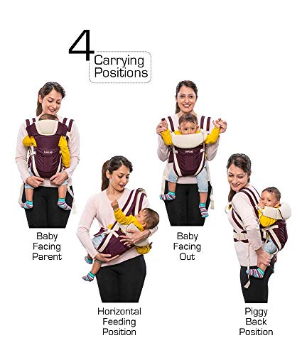 Image of 4-in-1 Adjustable Baby Carrier Cum Kangaroo Bag /Baby Carry Sling /Back /Front Carrier for Baby with Safety Belt and Buckle Straps (Purple)