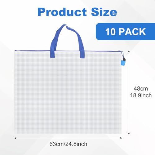 Image of JMIATRY 10 PCS Plastic Art Portfolio Bag 18 x 24 Inch Art Portfolios Folder Case Blue Art Poster Storage Bag Container for Poster, Scrapbook, Keepsake and Bulletin Board
