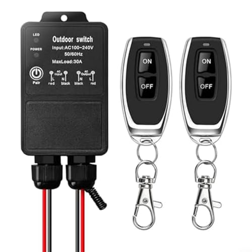 GLFLOW Interrupteur de commande radio 30 A avec indice IP65 sans fil pour lumières AC110-240 V, moteurs et pompes, utilisation intérieure et extérieure (B)