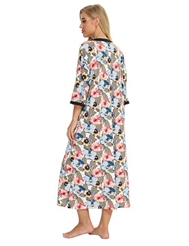 Bloggerlove Momo Dress Half Sleeve House Dresses For Women With Pockets Print Long Nightgown Sleepwear #TOP3
