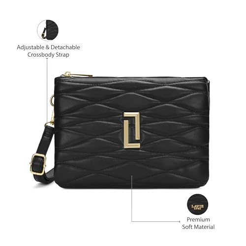 Image of Lavie Luxe Women's Lucie Quilted 3-Compartment Large Crossbody Sling Bag | Ladies Purse Handbag | Gift for Women