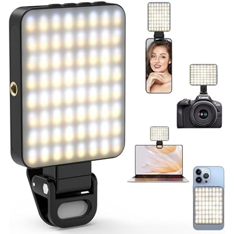 Diyife Selfie Light, Magnetic Phone Light, 128 LED Camera Light 3 Light Modes 10 Level Rechargeable Clip Light, Portable Phone Light for Laptop, Camera YouTube, Video Conference, Live Streaming Cover
