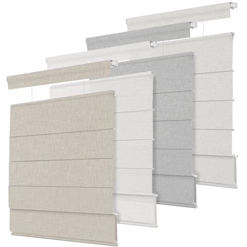 BERISSA Top Down Bottom Up Roman Shades for Window, No Drill No Tools Cordless Thermal Insulated Light Filtering Blinds for Home, Office, Bedroom, 33