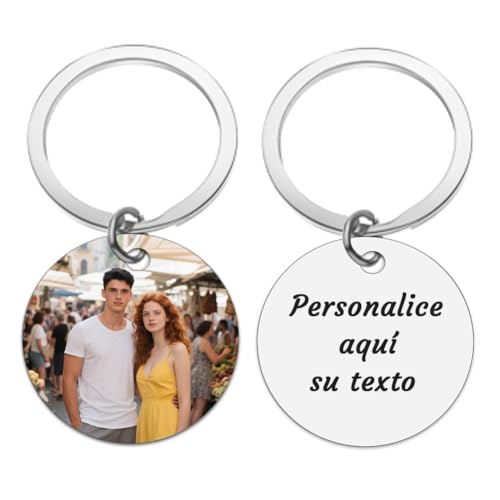 Porta-chaves personalizado com foto e texto - impressão a cores UV - presente personalizado para mãe, pai, avós, família - aniversário, Natal, aniversário, dia da mãe - lembrança única, Redondo