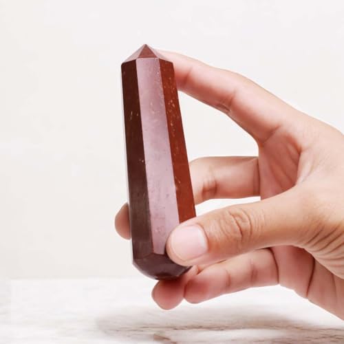 Image of Red Jasper Crystal Wand for Reiki Healing 100-150 Gm | Natural Crystals Stone Wand for Vastu Meditation Massager Tool