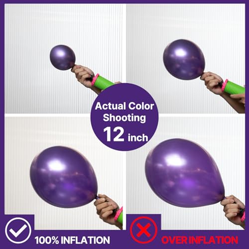 Image of PartyWoo Metallic Purple Balloons 100pcs Different Sizes of 18 12 10 5 Inch Chrome Purple Balloon Arch Kit Garland for Graduation Wedding Baby Shower Princess Birthday Party Decorations Purple-G105
