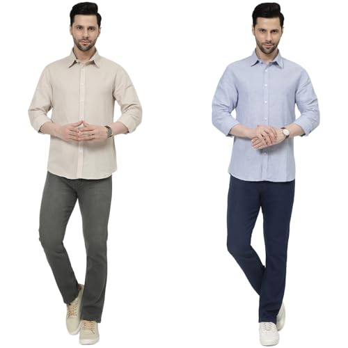 Image of DAIS Men's Stretchable Straight Fit Mid Rise Jeans, Pack of 2, (Combo of 2 Jeans)