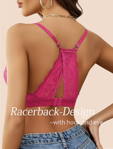 Image of Avidlove Bralettes for Women Lace Racerback Bras Wireless Unlined Bralette Comfy Bra Sexy Lingerie Tops