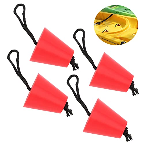 Bujão de dreno com cordão, kit de bujão de embornal Silicone flexível para canoas para caiaques(verm