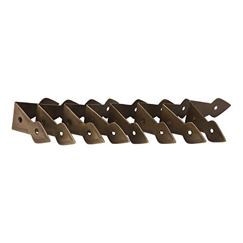 Image of Set of 8 Brass 90 Degree Spade Trunk Corners, Antique Brass Finish, Edge Guard Table Cabinet Protector, Decorative Corner Brackets