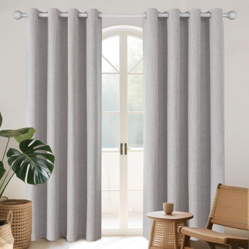 Joydeco 100% Blackout Curtains for Bedroom 84 Inch Long, Linen Bl...