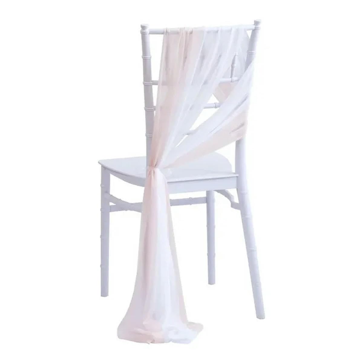 10/50 pcs as Chiffon Chair Sashes Wedding Chair Decoration for Aisle Party Banquet Event,17x275cm Long-Light Pink and white-50 pcs — image 1
