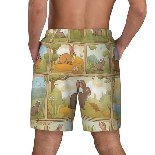Cartoon Cute Animals Rabbit Print Men Hawaiian Shorts Quick Dry Swim Trunks Surfing Beach Vacations Summer Activity4