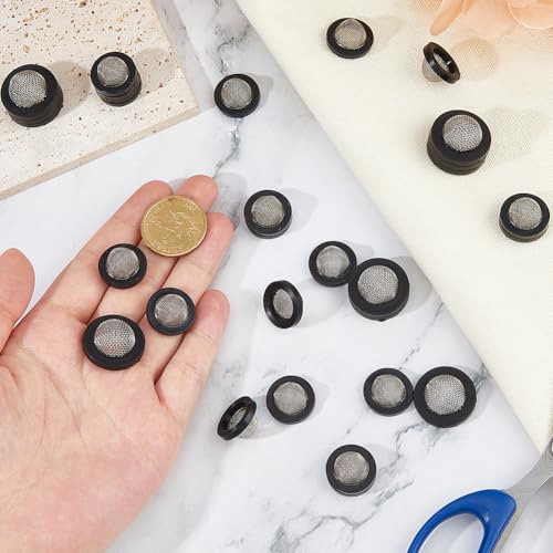 SUPERFINDINGS 30 Stück 2 Größen Schlauchdichtungen Mit Edelstahlsieb Gummifilterdichtungen Schwarz Für 3/4 Und 1 Anschluss Für Waschmaschine Gartenhahn Und Wasserhahn