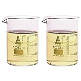 EISCO 2PK Griffin Beaker Shot Glasses, 3.3oz (100ml) - Scientific Laboratory Quality Borosilicate 3.3 Glass - Double Shot