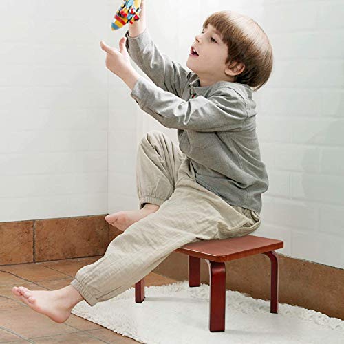 Houchics Wooden Step Stool Kids 2Pack, Step Stool For Toddler Potty Training,Wood Stool For Nursery Kitchen Toilet, Sturdy 210 Lbs Capability, With Safety Non-Slip Pad, Children&Adults(Walnut) #TOP4