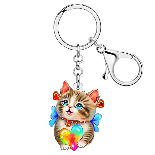 Porte-clés pour chat gris acrylique animaux de compagnie ado