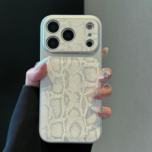 Coque iPhone 14 Pro Max avec protection grand objectif motif luxueux cuir