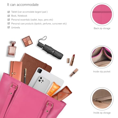 Image of Leather Purse For Women - Real Leather Tote For Women - Ladies Shoulder Handbag For Work, Travel, Casual Use
