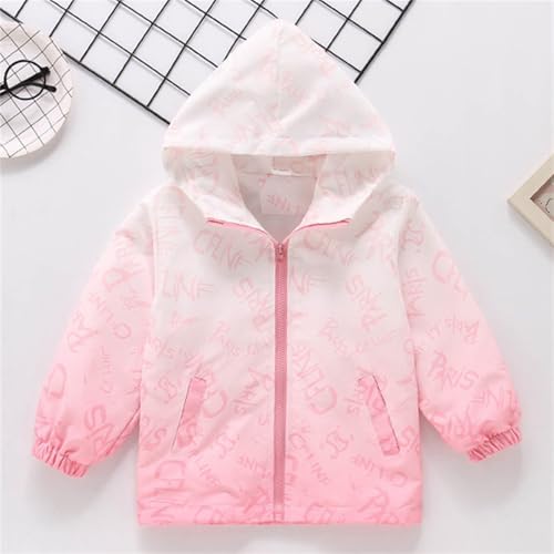 Boys Girls Waterproof Windbreaker Jacket Casual Fashion Letter Print Hoodie Kids Y2k Long Sleeve Zip Up Thin Coat4