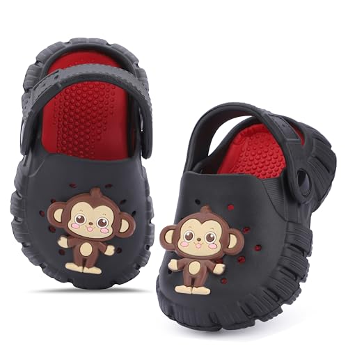 Image of GLJ Monkey Design Kids Clog Shoes - Comfortable Indoor and Outdoor Sandals for Boys & Girls 8100
