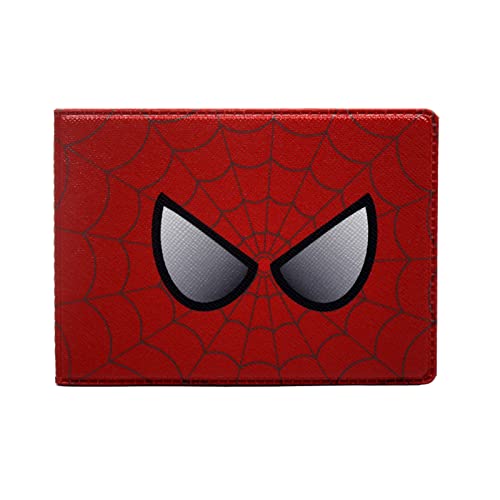 Eyourlife Funda de piel sintética para tarjeta de viaje con diseño de Spiderman, diseño de millas y tarjetas de identificación con bi-Fold Wallet Bus Pass, 10,8 x 7,8 cm, rojo y negro Cover