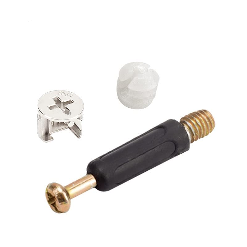 Image of Rely⇒VP INDUSTRIES (Combo-10 Pcs) 3-in-1 Furniture Connecting Kit M6x40 mm Dowel with Cam Lock Connectors Pre-Inserted Nut Screw Eccentric Wheel for mounting, Cabinets Drawer Wardrobe and Wood Boards