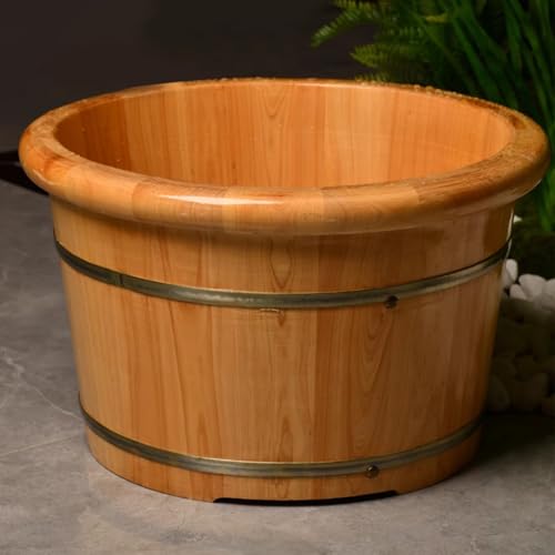 PP-Vic Baño De Pies De Madera,Grueso Y Resistente: Cuidado del Baño De Pies SPA Cubo De Remojo Profundo,Baño De Pies De Sauna De Barril De Madera Maciza para El Cuidado De Los Pies En Remojo,H 40cm