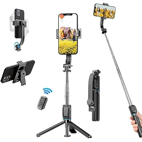 Portable Selfie Stick Phone Tripod - Extendable Travel Selfie Stick Tripod Phone Holder with Wireless Remote for iPhone Galaxy Android for Video Recording/Photo/Live Stream/Vlog Cover