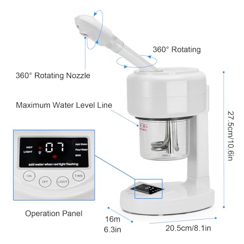 JOSTZHXIN Facial Steamer Nano Ionic Face Steamer with Extendable Arm,Portable Esthetician Facial Steamer 360°Rotating Nozzle for Personal Care at Home or Salon - Image 3