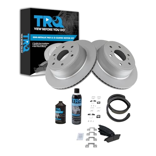 Image of TRQ Rear Brake Pad & Rotor Kit Compatible with 07-10 Cadillac 07-14 Chevrolet 07-13 GMC