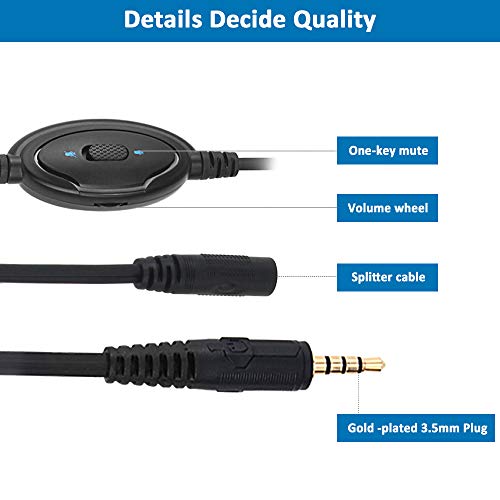 Cocoda Gaming-headset voor PS4, pc, Xbox One, ruisonderdrukking, professionele over-ear hoofdtelefoon met microfoon en volumeregeling, 3,5 mm headset, gaming voor PS3, laptop, Mac, mobiele telefoon, tablet switch - Afbeelding 8