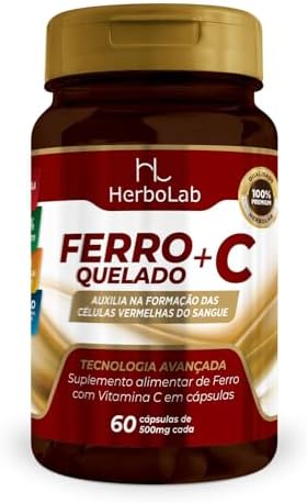Ferro quelado e vitamina C em cápsulas