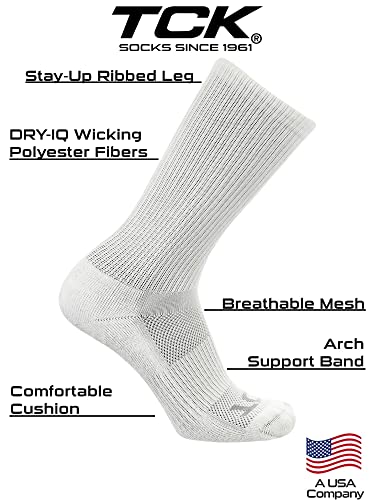 TCK 3 Pair Work & Athletic Crew Socks (White, X-Large)2