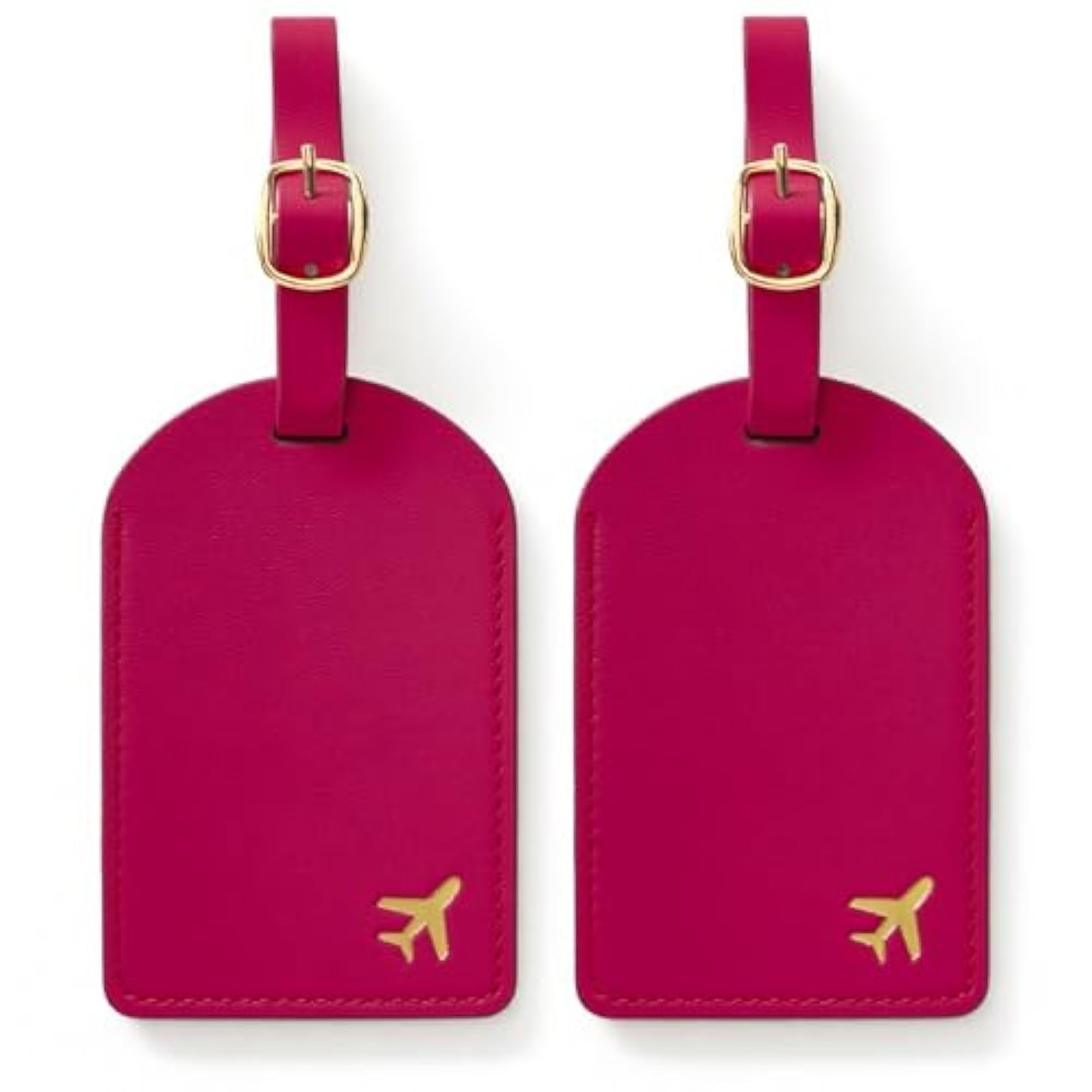 2 Pack PU Leather Privacy Protection Luggage Tags, Wine Red