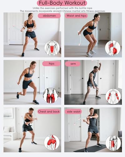 Cuerdas de batalla sin cuerda ajustables para entrenar sin espacio en casa 5