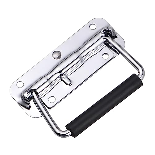 KICHOUSE 2pcs Folding Handle Chest Ring Foldable Ring Handle Cabinet Door Puller Aluminum Suitcase Kitchen Spring Pull Handle Pulls for Cabinets Case Pull Handle Drawer Pulls