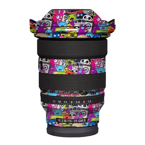 Mebont カメラアクセサリー ステッカーSony ソニー FE 16-35 F2.8 GM II 標準ズームレンズに適合する保護装飾ステッカーで、耐擦傷性、耐摩耗性を備えたカメラスキン保護フィルム、迷彩 (グラフィティモンスター)