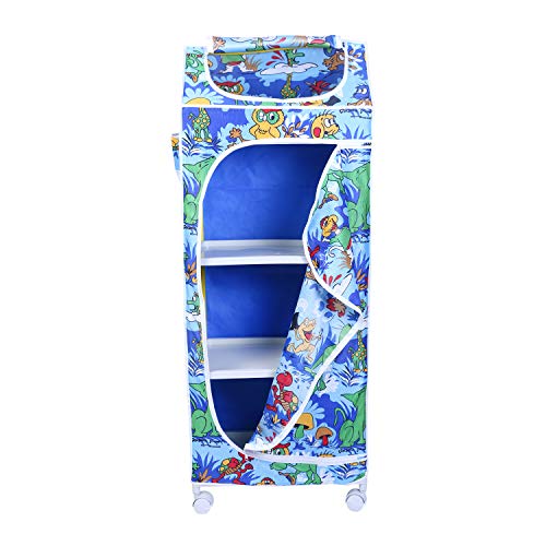 Image of Little One's | 4 Plastic Shelves Baby Foldable Wardrobe (Made in India), Unbreakable Material, (Plastic Structure)| Jungle Blue | HP4 /AB