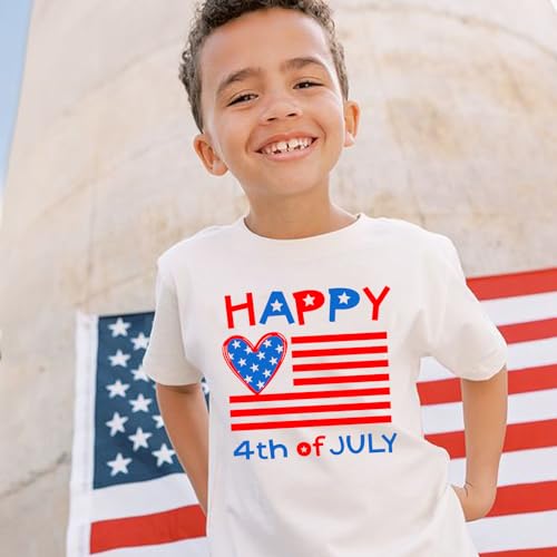 Image of Toddler Boys 4th of July Shirts Kids American Flag T-Shirt Girls Patriotic Short Sleeve Tees Cotton Top Clothes 1-7T