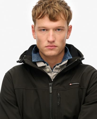 Superdry Men's Hooded Soft Shell Trekker Jacket, Black3
