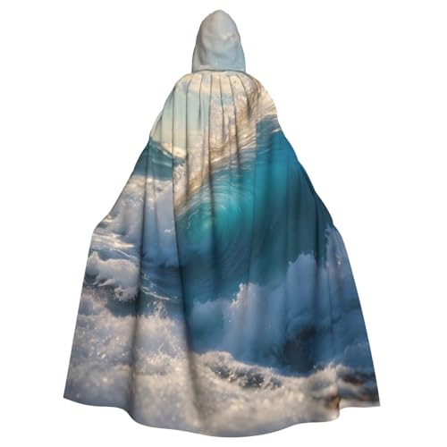 Cape à capuche océan imprimé vague de mer pour cosplay de sorcière