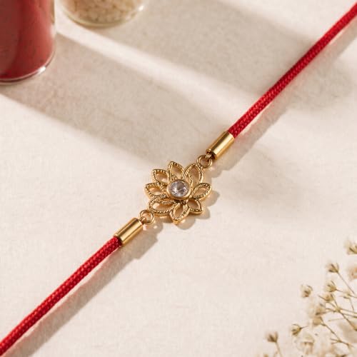 Image of PALMONAS Demifine 18K Gold Plated Evil Eye Rakhi for Brother - Waterproof & Anti-Tarnish Designer Rakhi for Men | Premium Raksha Bandhan Rakhee with Roli Chawal