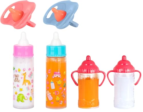 fash n kolor®, My Sweet Baby Disappearing Doll Feeding Set | Baby Care 6 Piece Doll Feeding Set for Toy Stroller | 2 Milk & Juic (Hot-Pink Bag) - Thumbnail 6