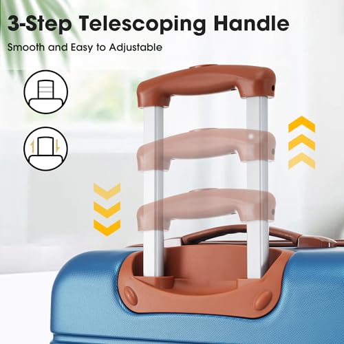 CuisinSmart 3 Piece Luggage Set Hardside Spinner Suitcase With Tsa Lock 20" 24' 28" Available 3 Piece Luggage Sets Navy Blue4